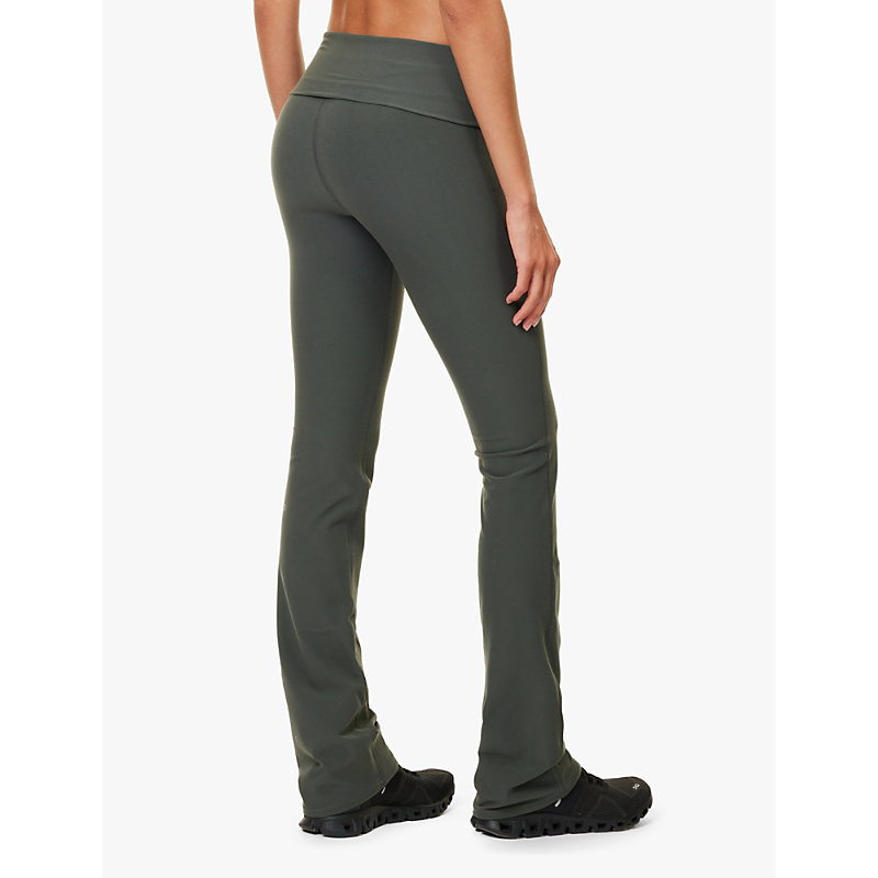 Womens Dark Cactus Alosoft Fold-over Bootcut Stretch-woven Leggings Xxs