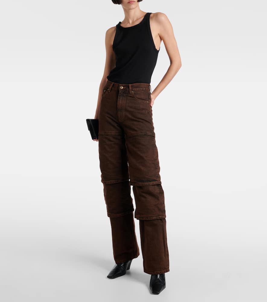 Layered high-rise wide-leg jeans