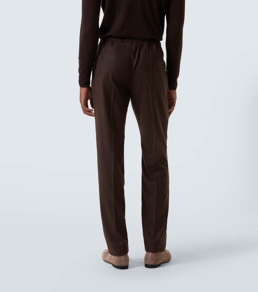 Virgin wool flannel tapered pants