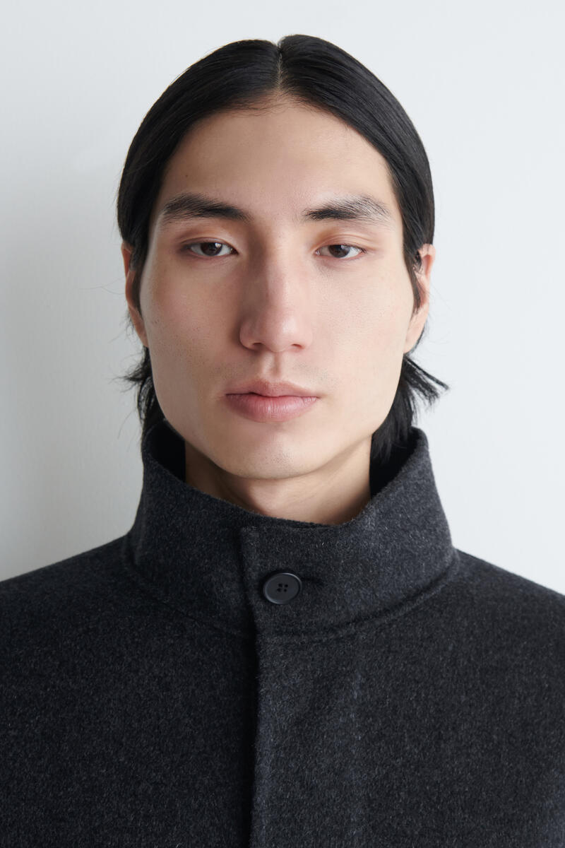 Double-Faced Wool Mock-Neck Jacket