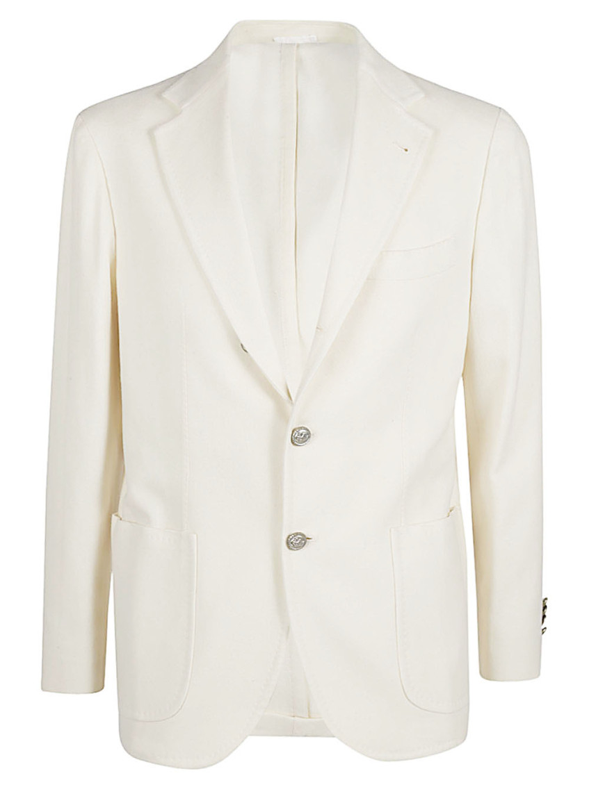 White Single-breasted Wool Blazer