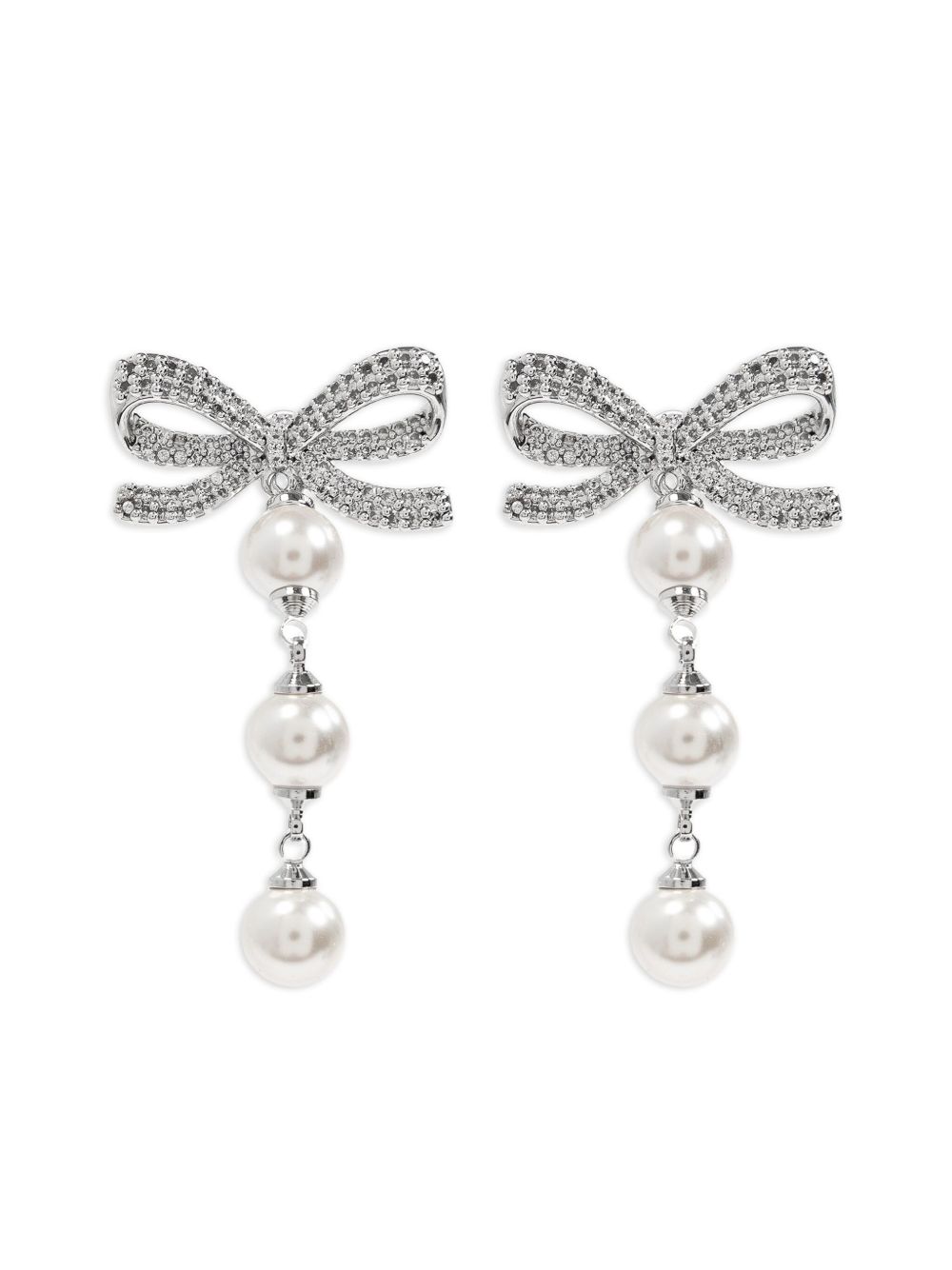 Bow tiered earrings - White