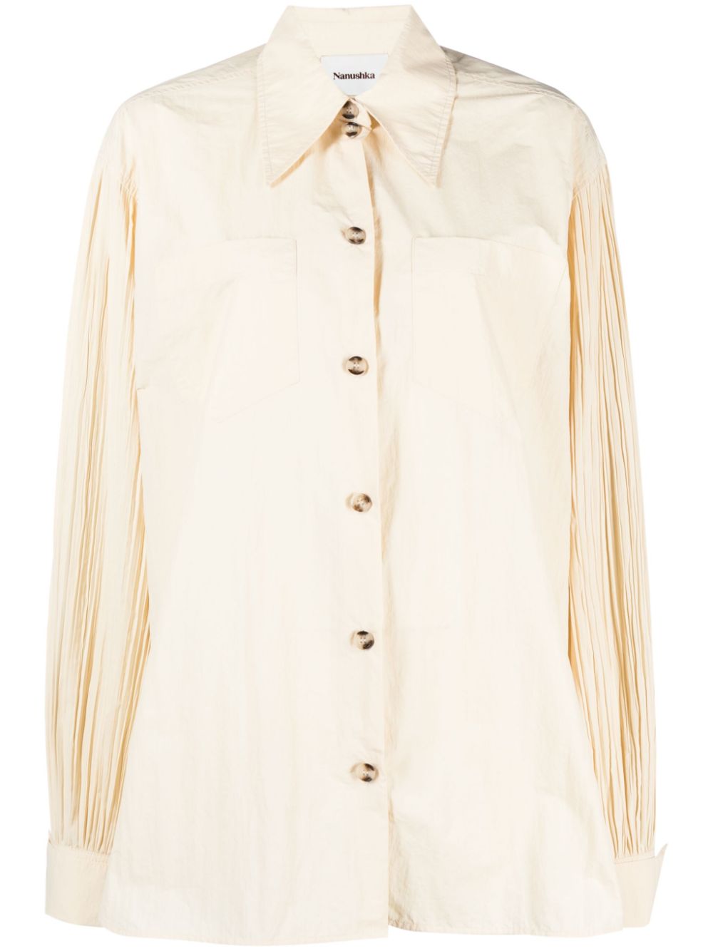 Nele pleated-sleeves poplin shirt - Neutrals