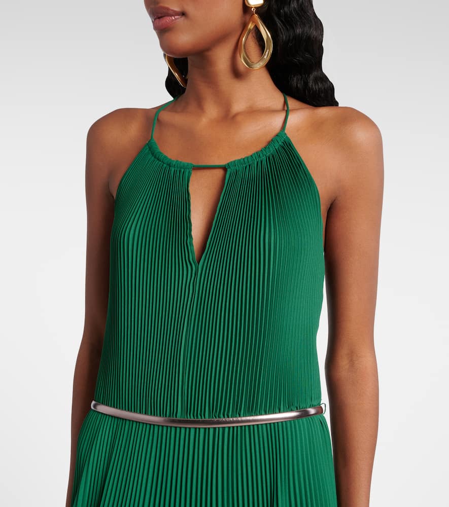 Gersa plissé sablé georgette gown