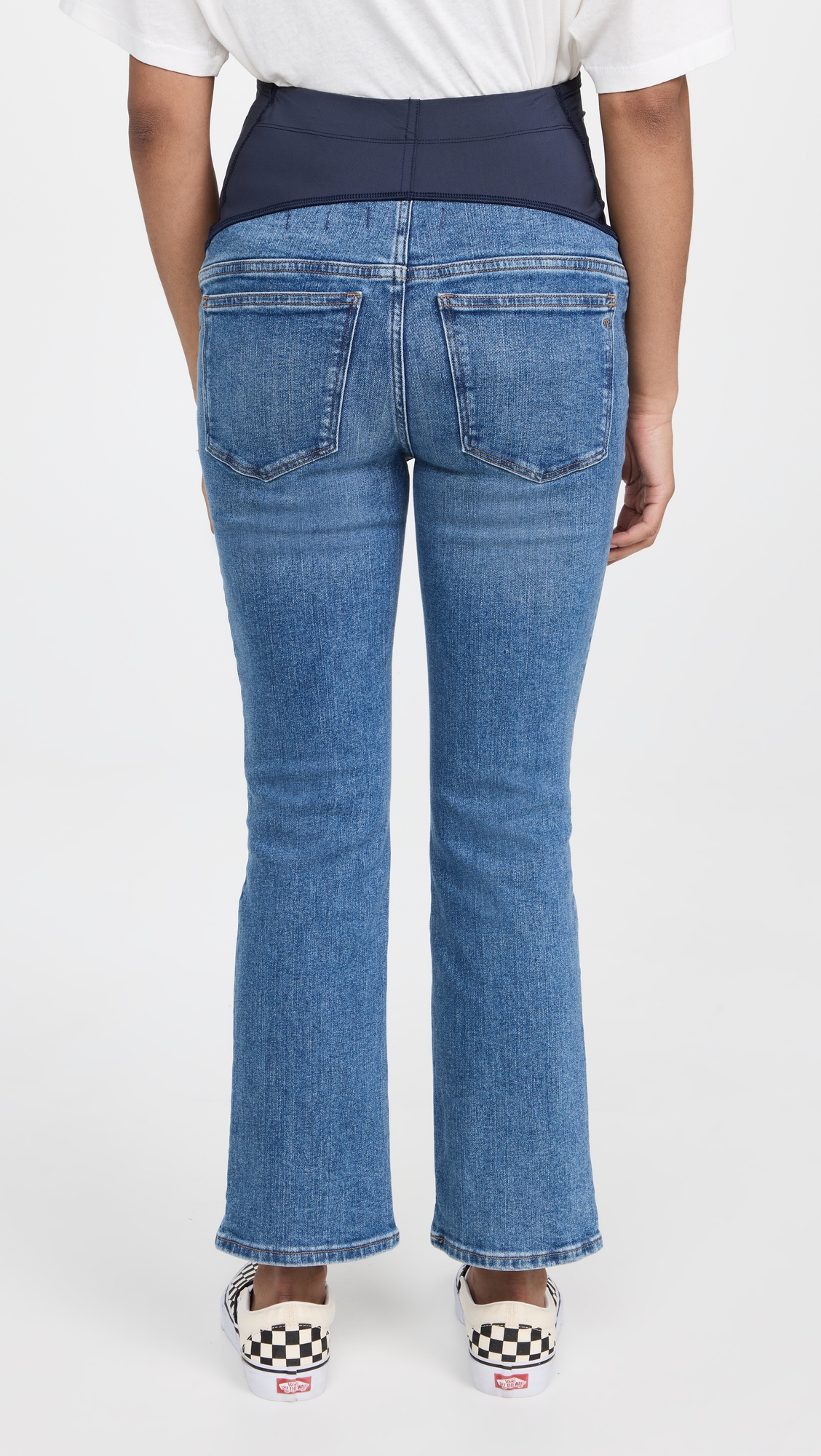 Maternity Over-the-Belly Kick Out Crop Jeans in Cherryville Wash Medium Indigo