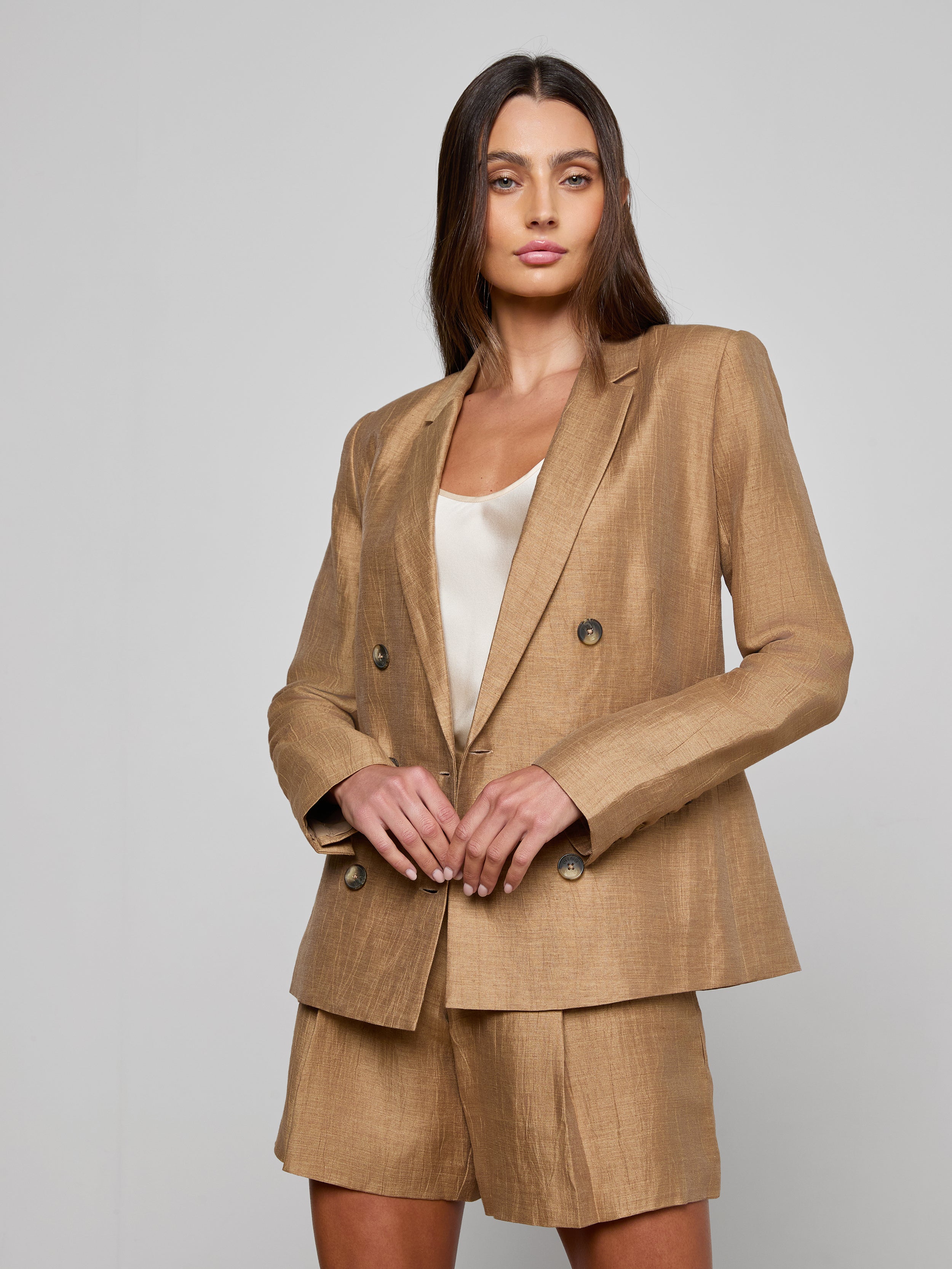 Colin Linen-Blend Blazer In Latte