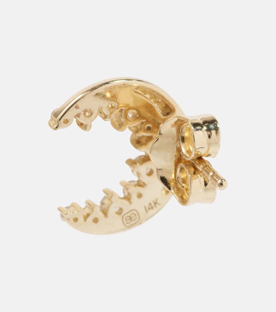 Crescent Moon 14kt gold earrings with diamonds