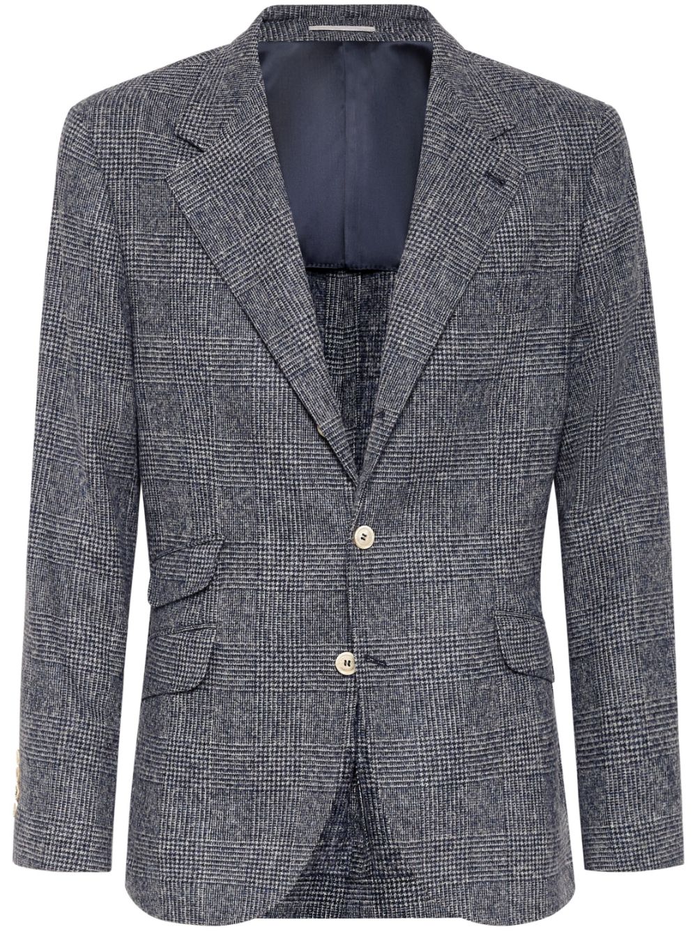 Single-breasted checked blazer - Blue