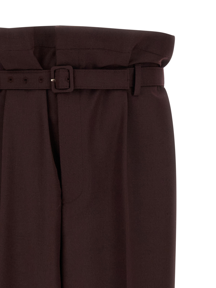 Dark Brown Slim Pleated Pants