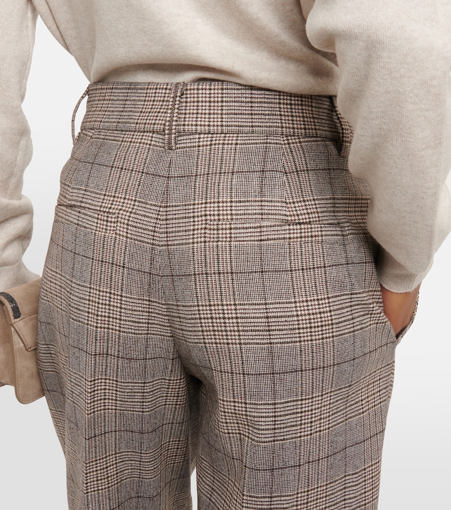 Checked wool and cotton-blend pants