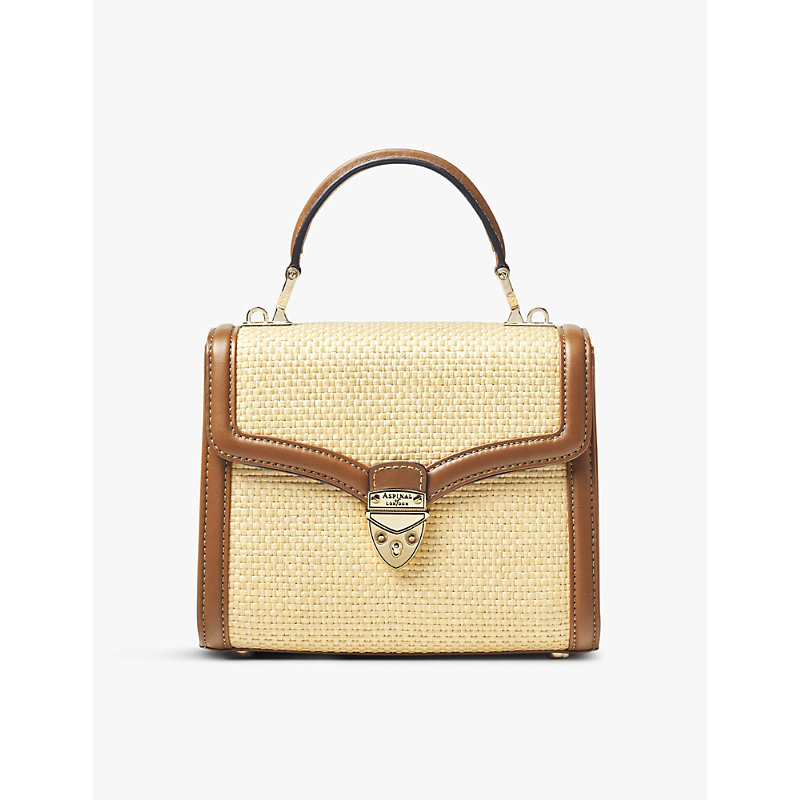 Womens Mayfair Midi Contrast-Weave Leather Shoulder Bag