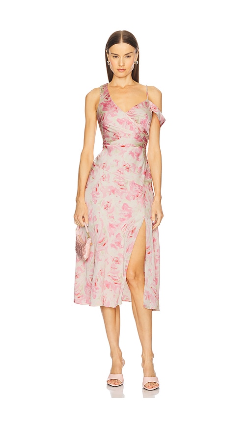 ASTR the Label Asymmetric Ruched Waist Dress in Pink. - XS also in