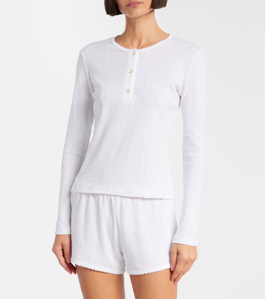 Pointelle cotton shorts