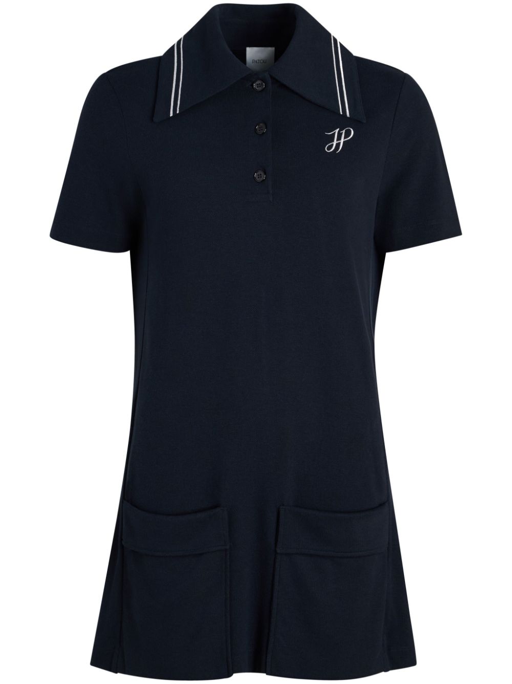 JP-embroidered polo mini dress - Blue
