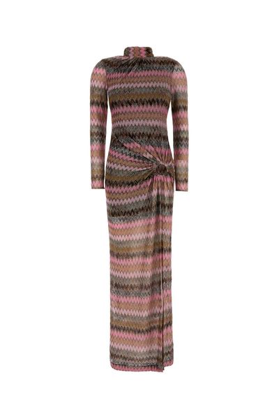Missoni Long-Sleeved Cut-Out Chevron Maxi Dress
