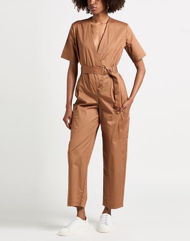 Woman Jumpsuit Brown Size 6 Cotton