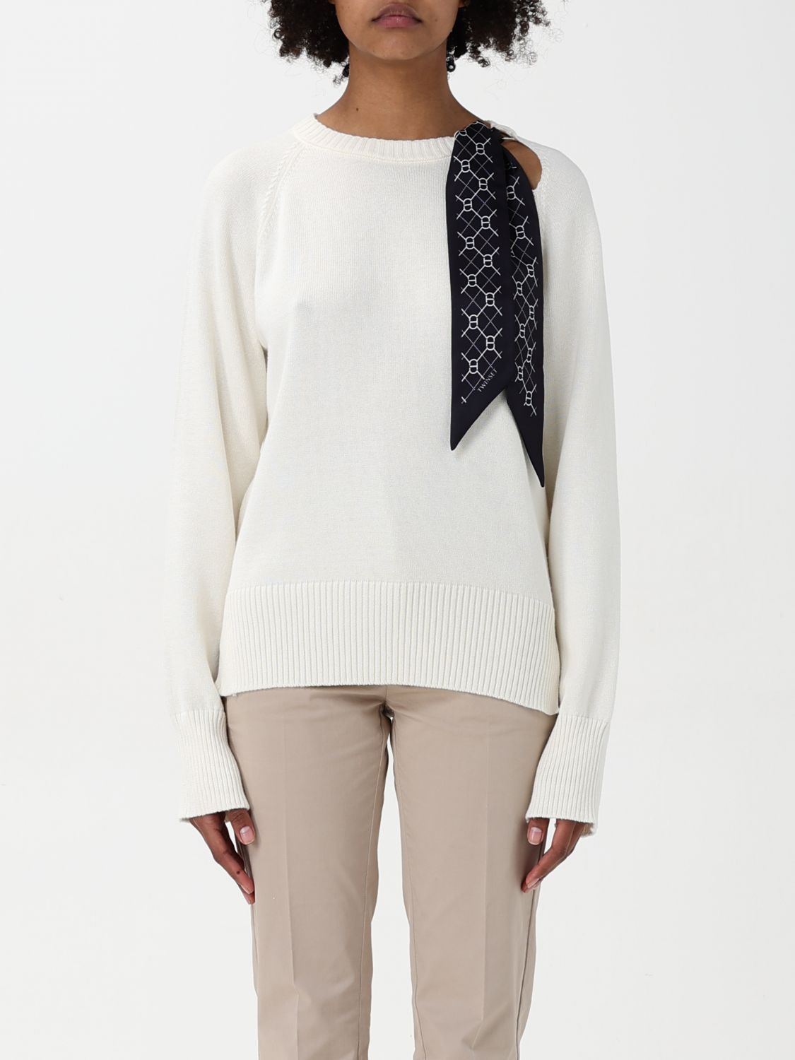 Scarf-detail sweater - Black
