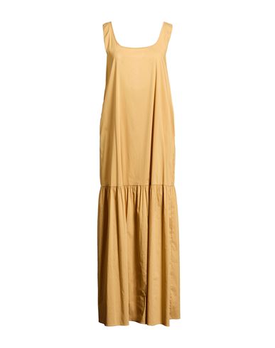 Woman Maxi dress Mustard Size 8 Cotton, Polyamide, Elastane