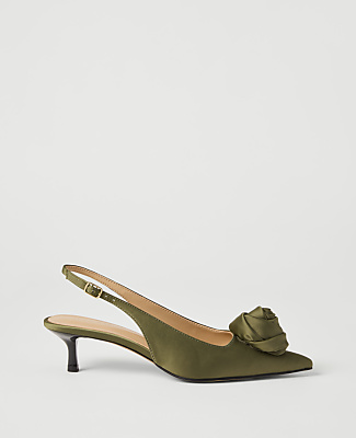 Ann Taylor Rosette Kitten Heel Slingback Pump