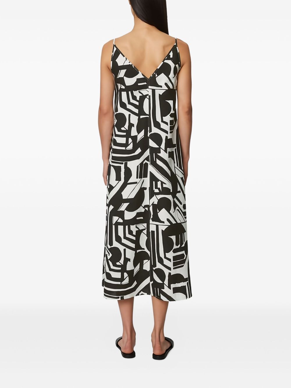 Abstract-print midi dress - Black
