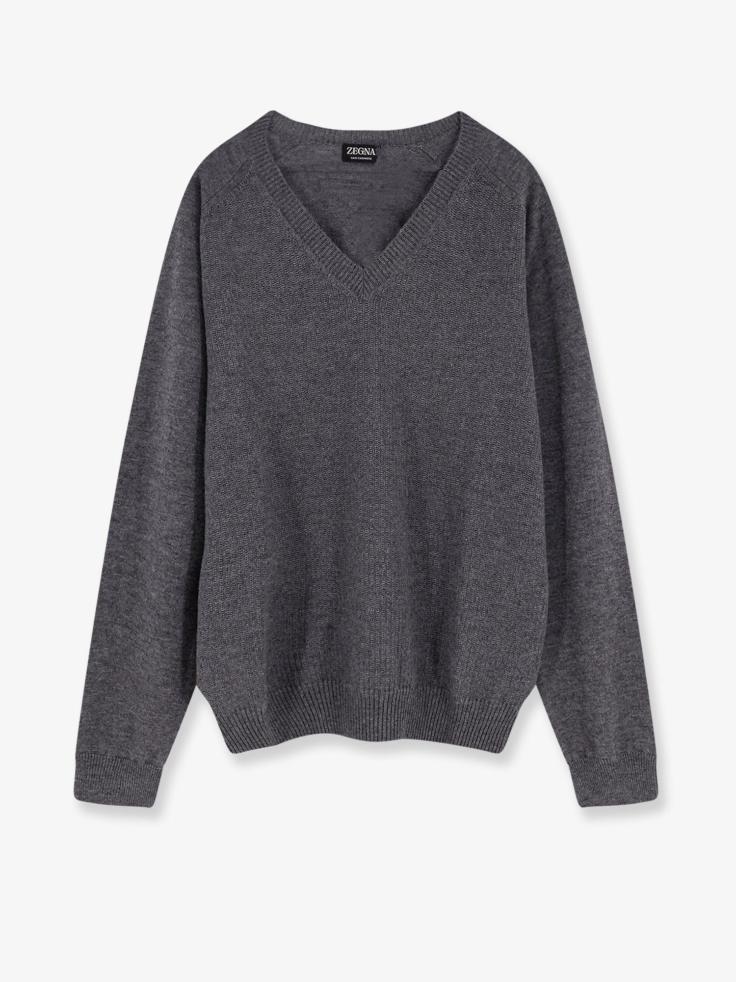 Cashmere V-Neck Sweater — Gray