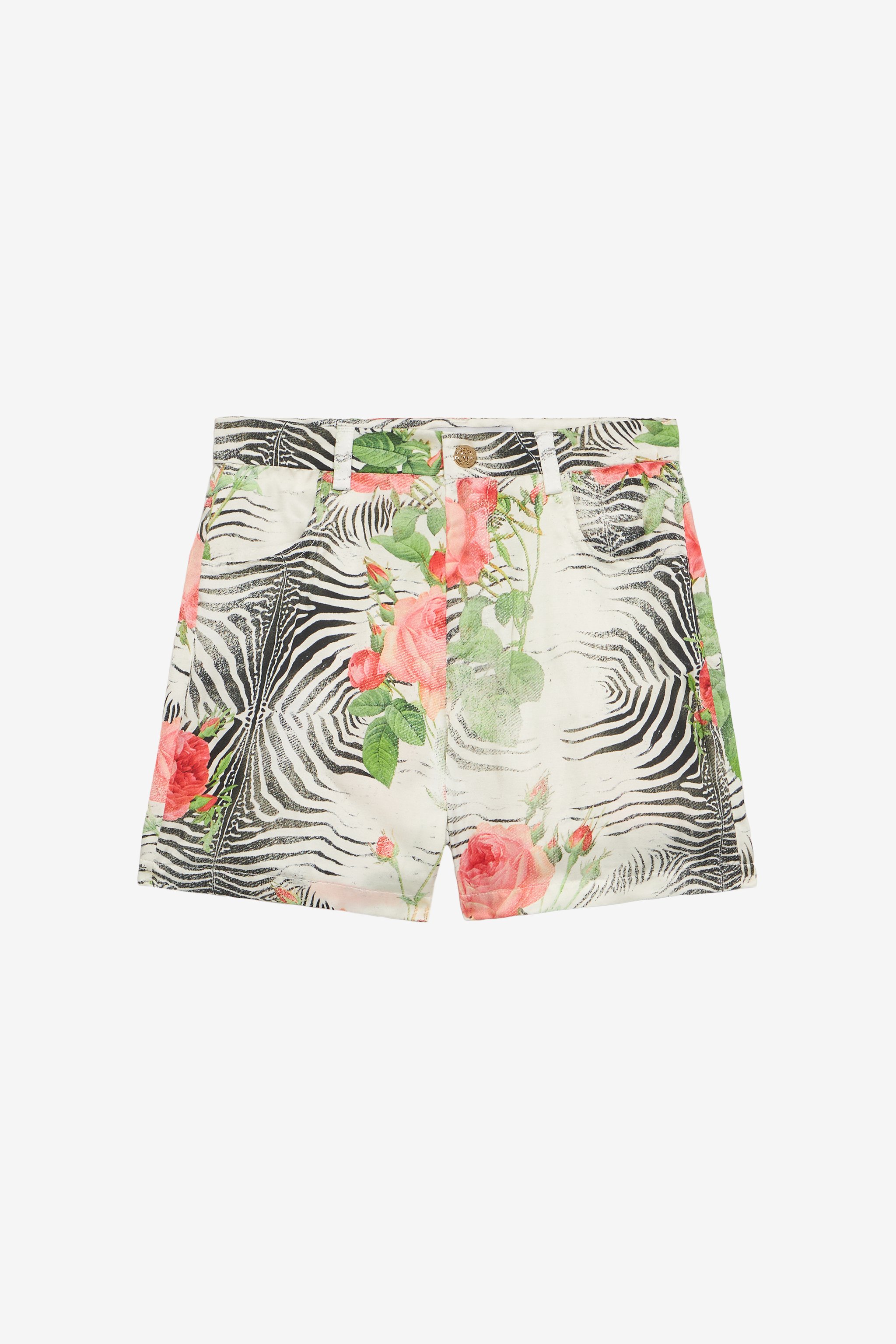 Shorts With White Tigress And Rose Print - Female Girls (4