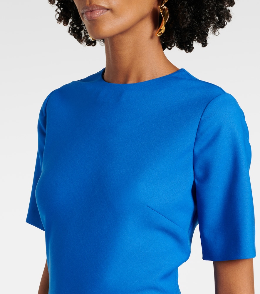 Draped wool-blend midi dress