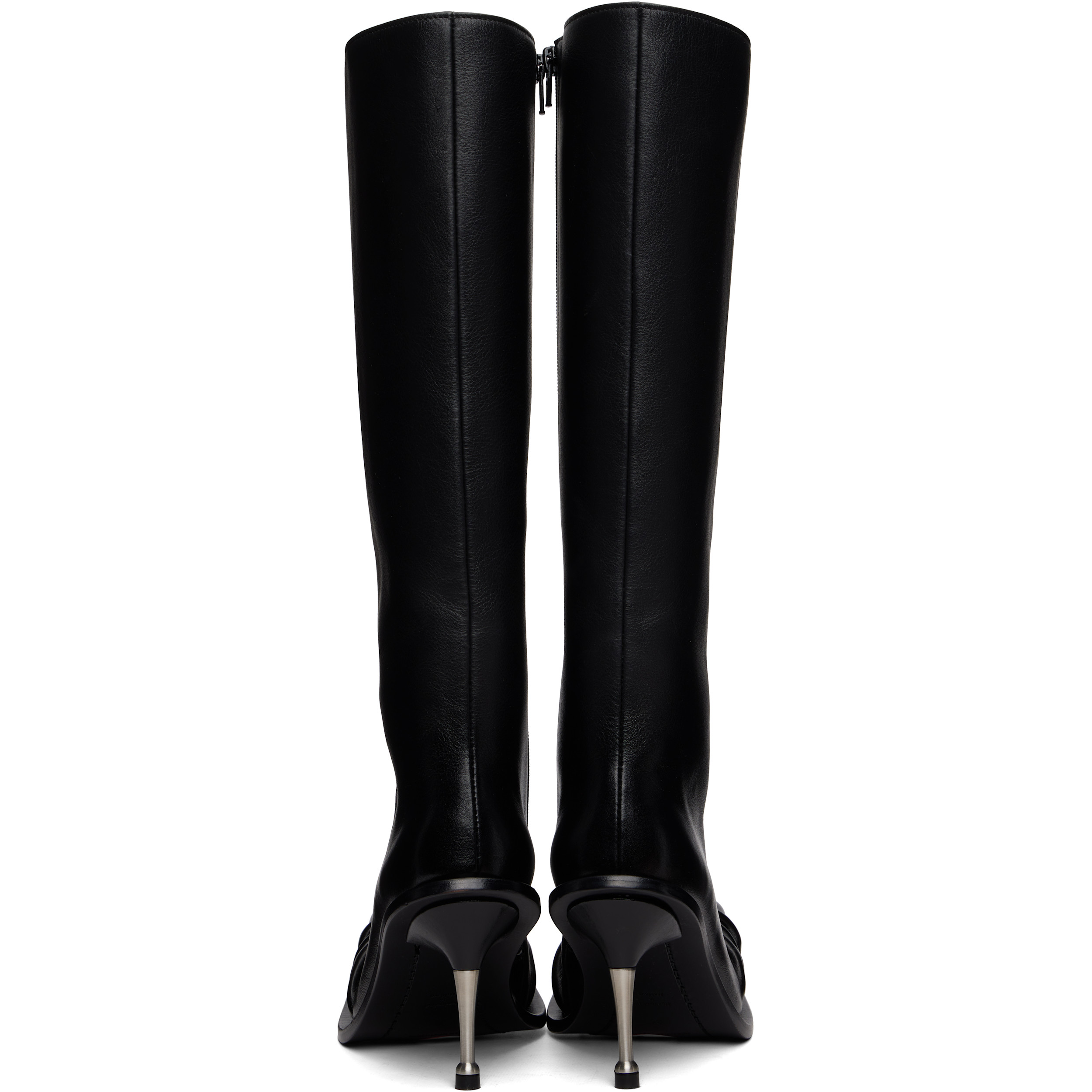 Black Stiletto Heel Classic Square Toe Boots