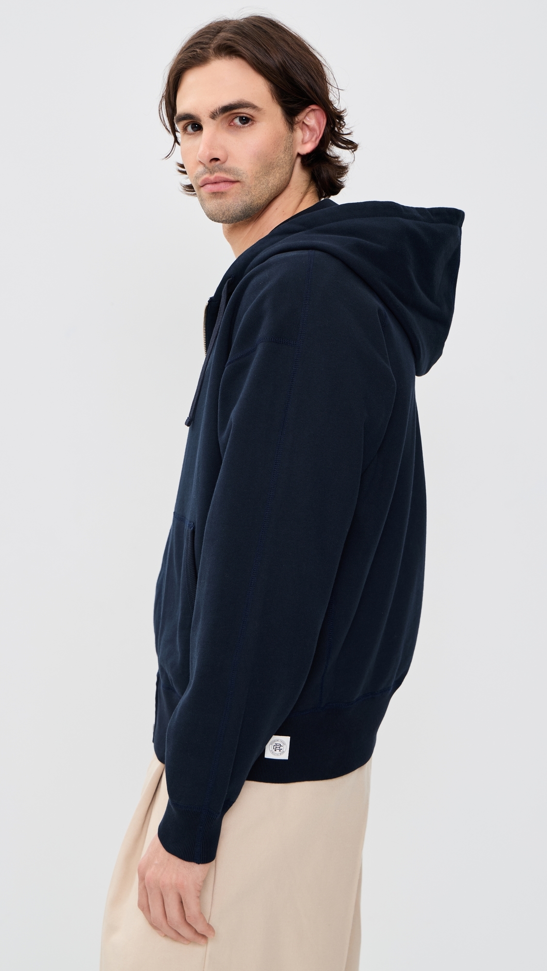 Midweight Terry Relaxed Zip Hoodie Navy