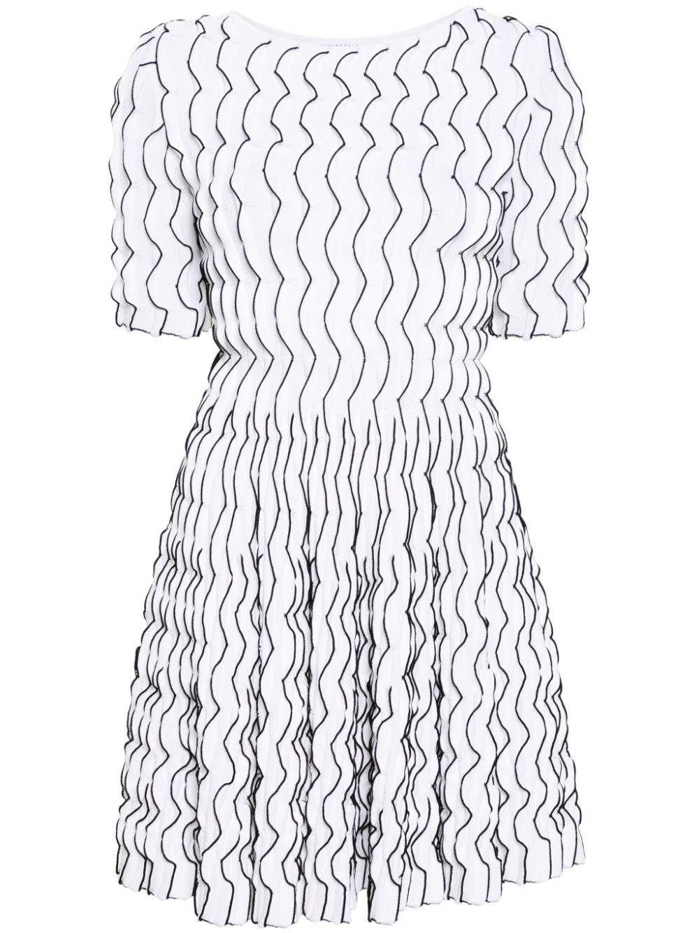 Ruffled flared mini dress - White