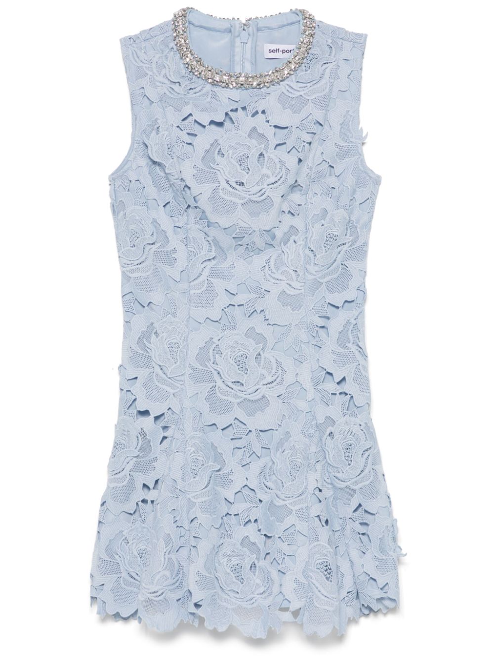 Floral-lace mini dress - Blue