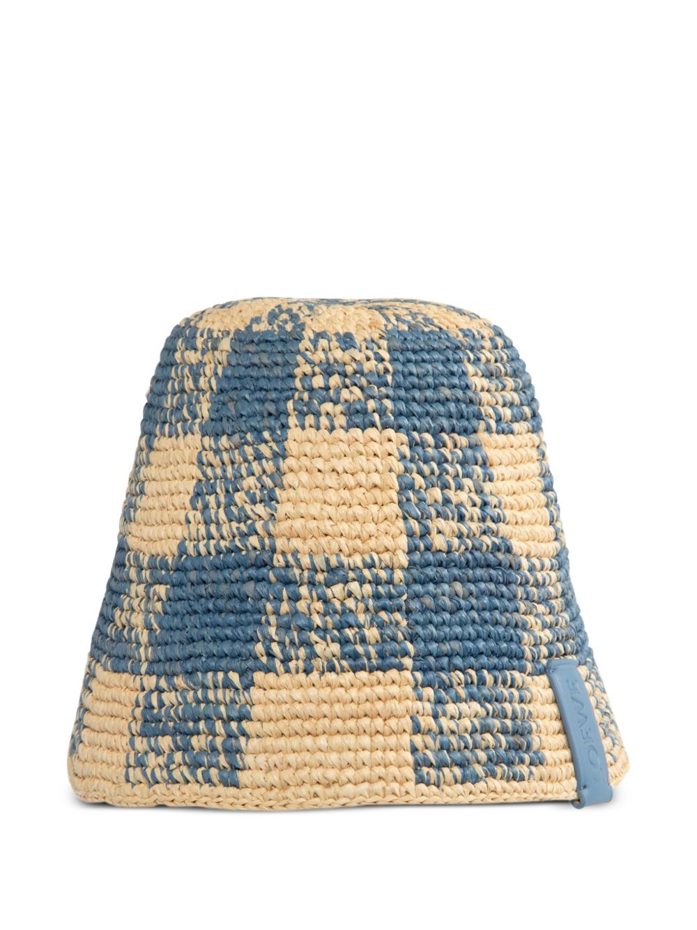 Checkered straw bucket hat - Neutrals