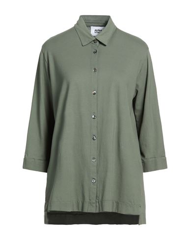 Woman Shirt Military green Size 10 Cotton, Elastane