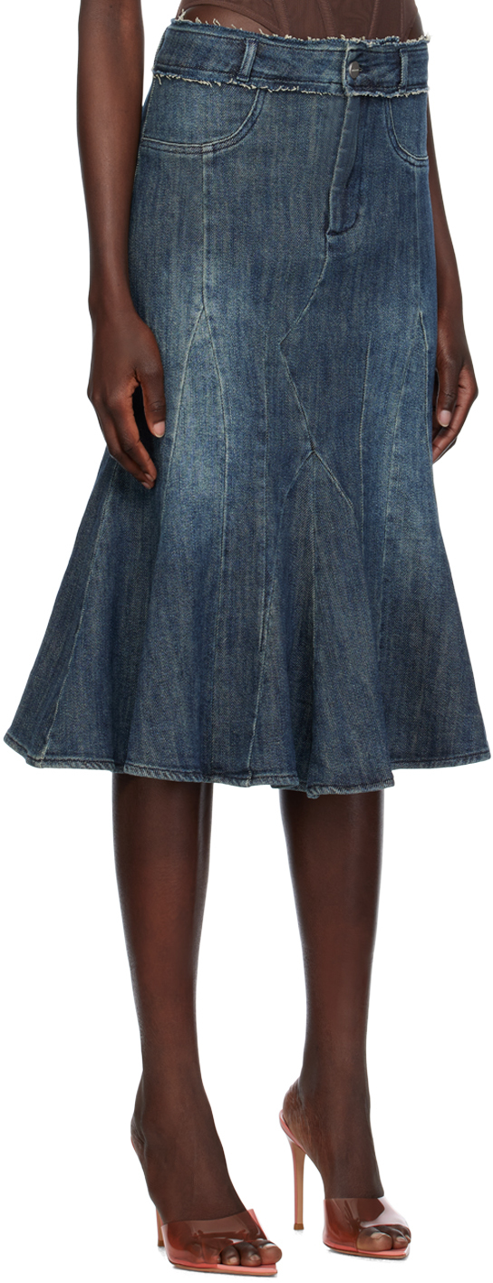 Blue Gaudí Denim Midi Skirt