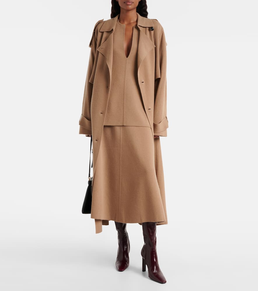 Wool and cashmere midi skirt