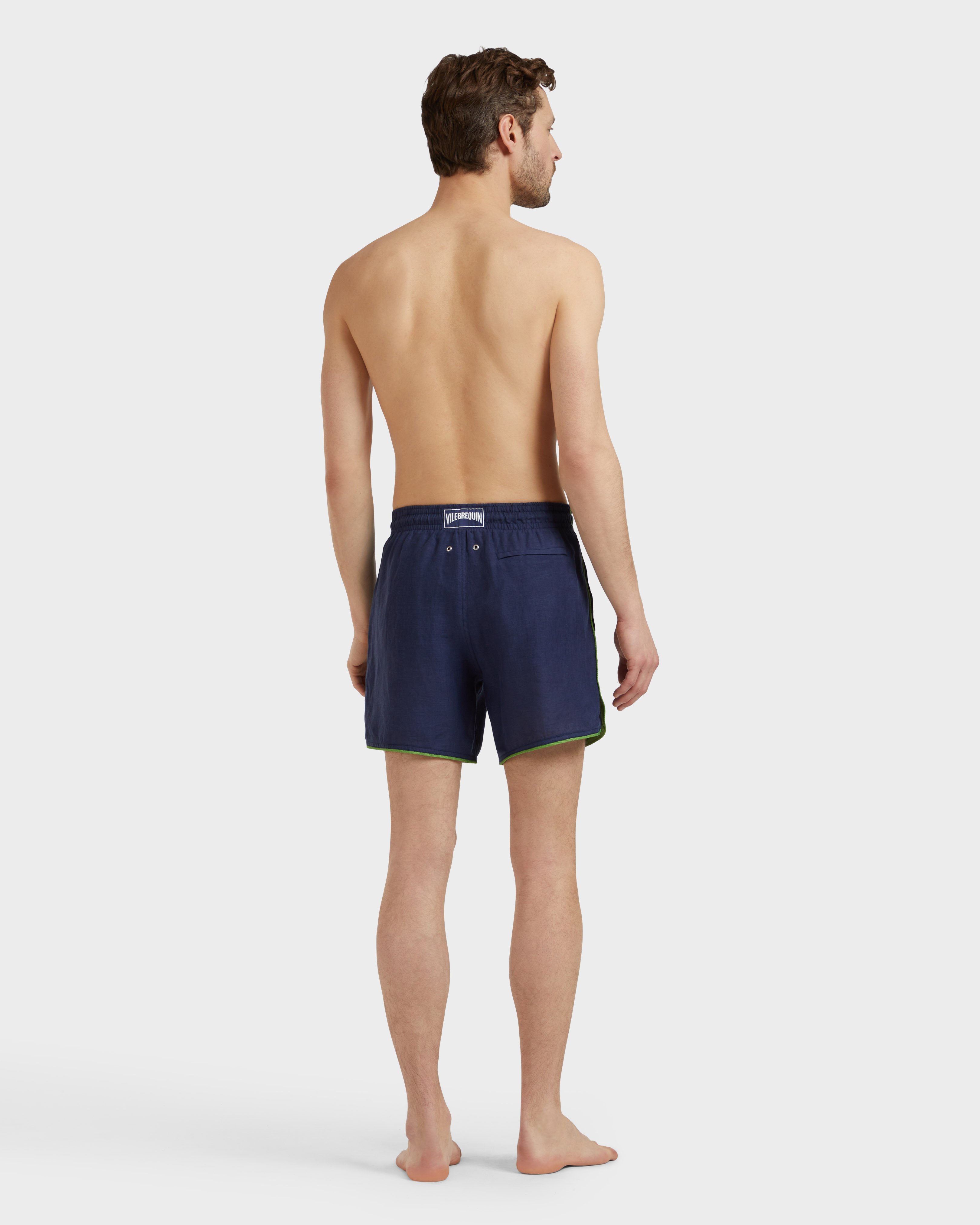 Men Linen Swim Shorts Solid - Mdb - Mallorca - Blue