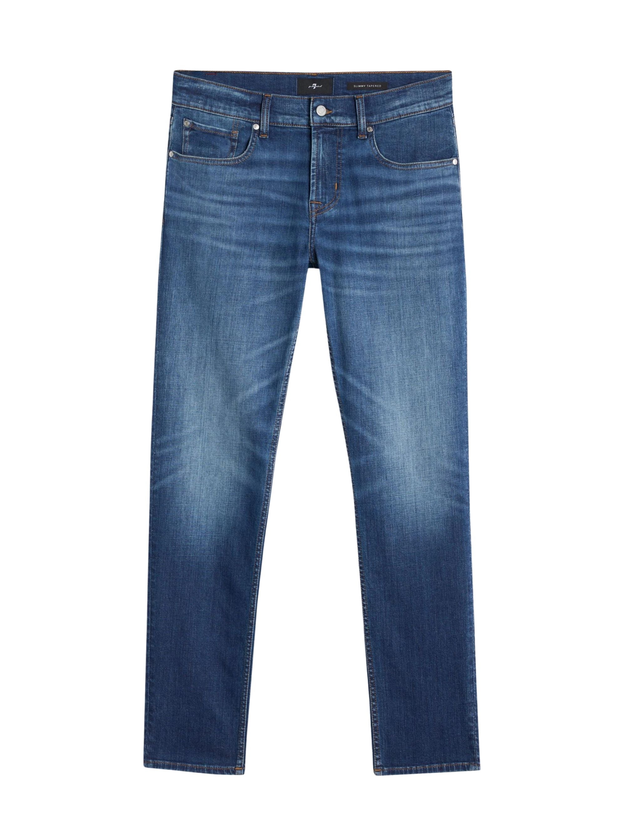 Classic Denim Jeans with Topstitching and Five Pockets