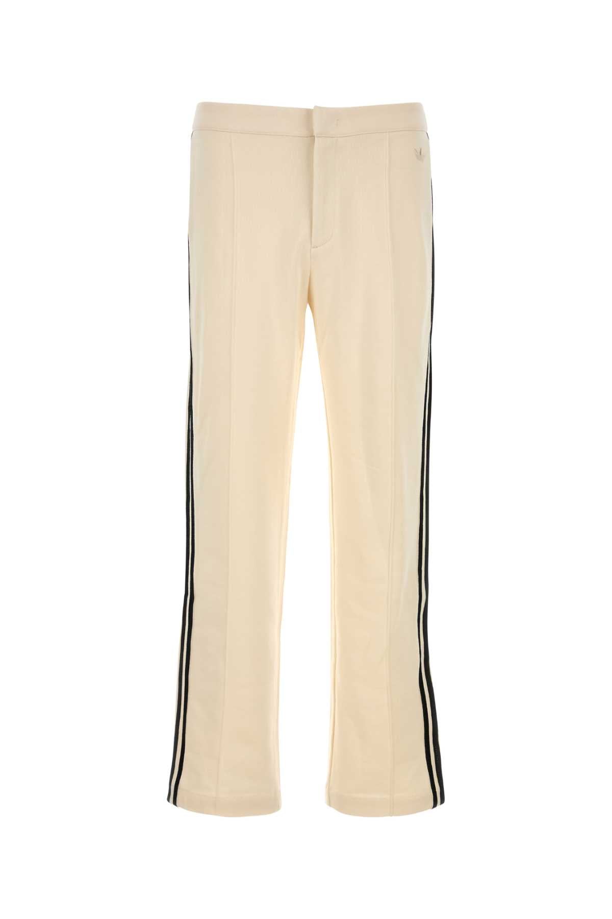 Striped Cotton-Rayon Blend Joggers — Beige
