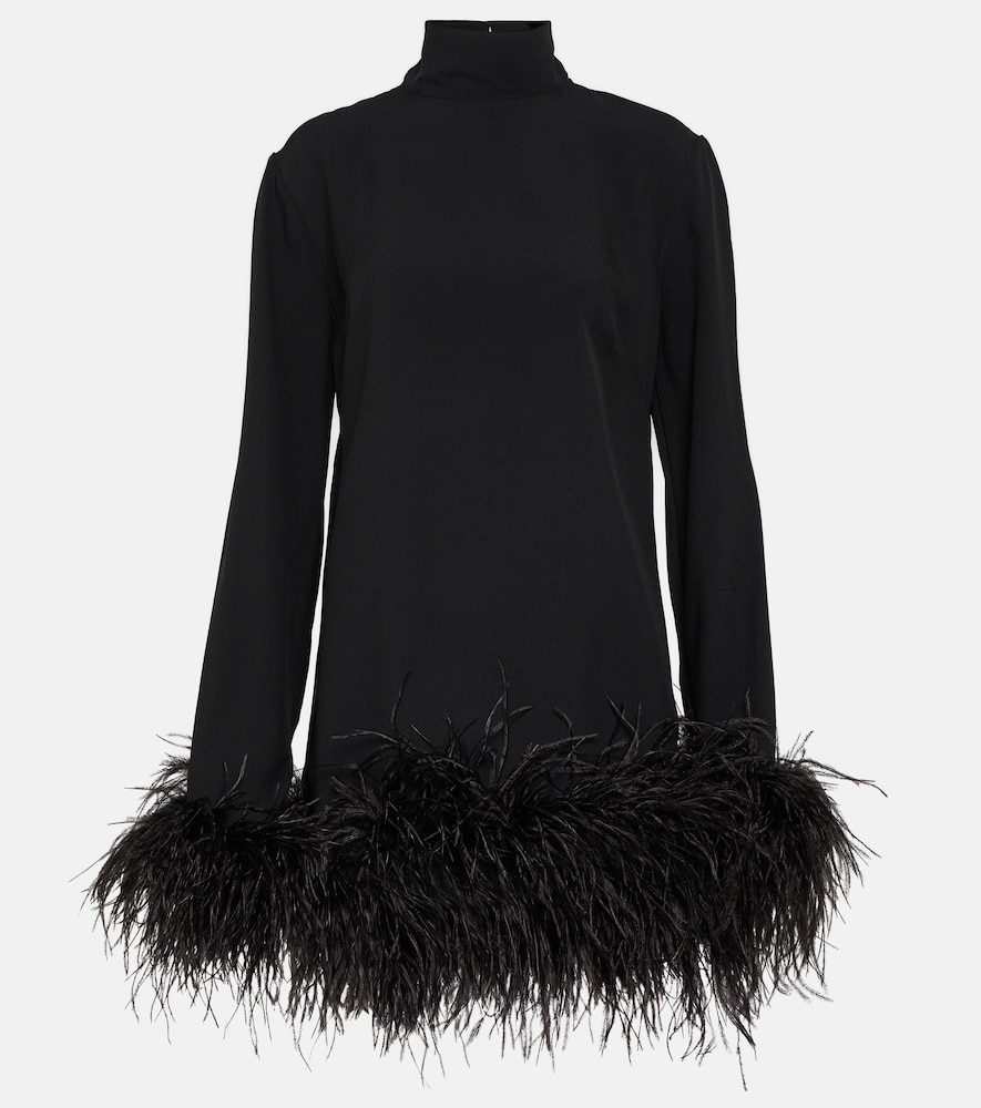 Piccolo Ubud feather-trimmed minidress