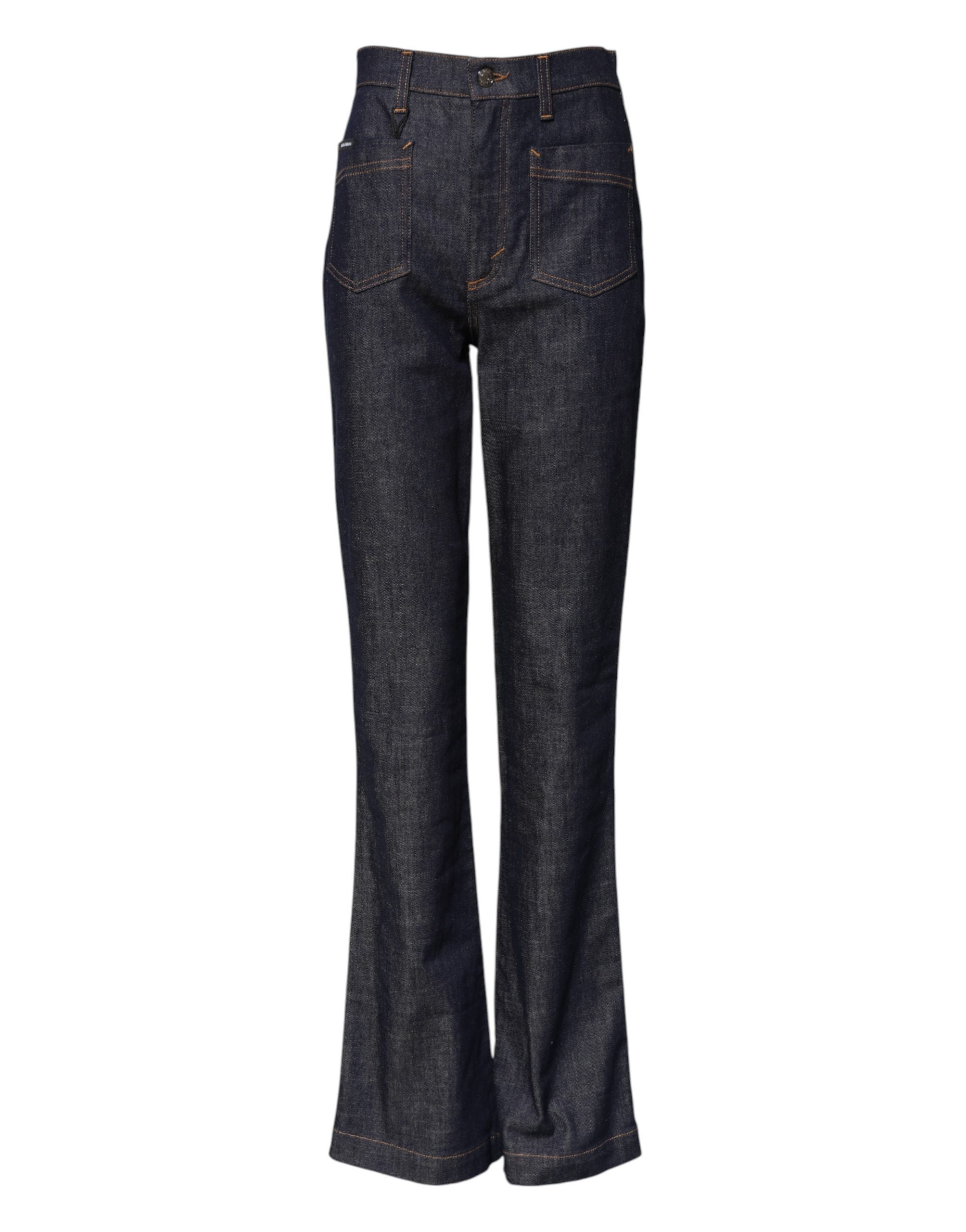 Flared Wide-Leg Denim Jeans — Navy