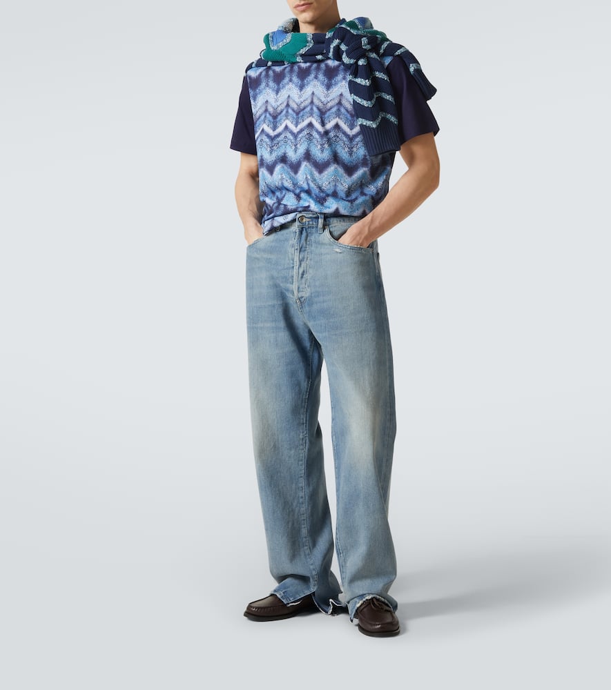 Zigzag printed cotton jersey T-shirt