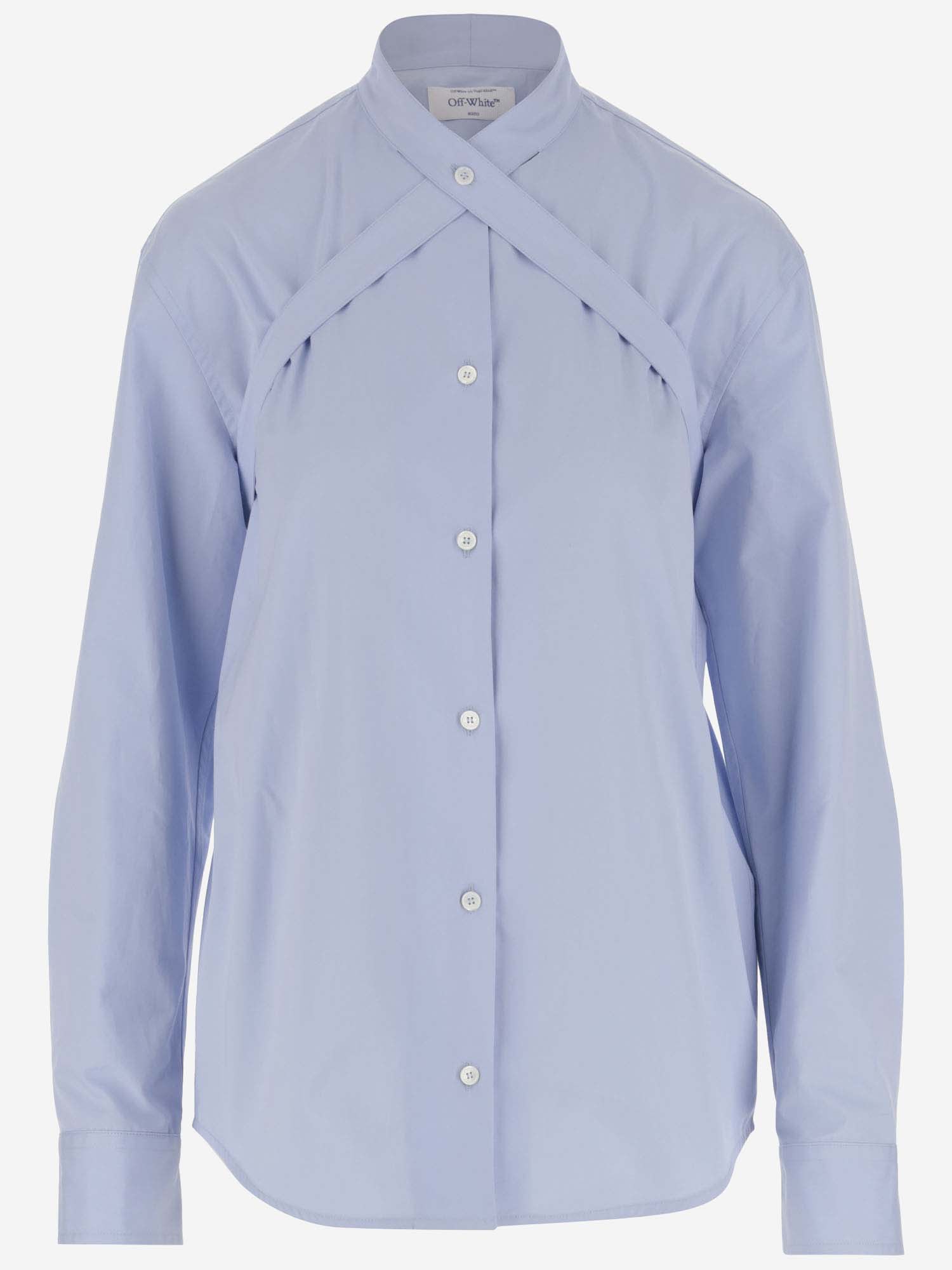 Belted cotton-poplin shirt - Blue