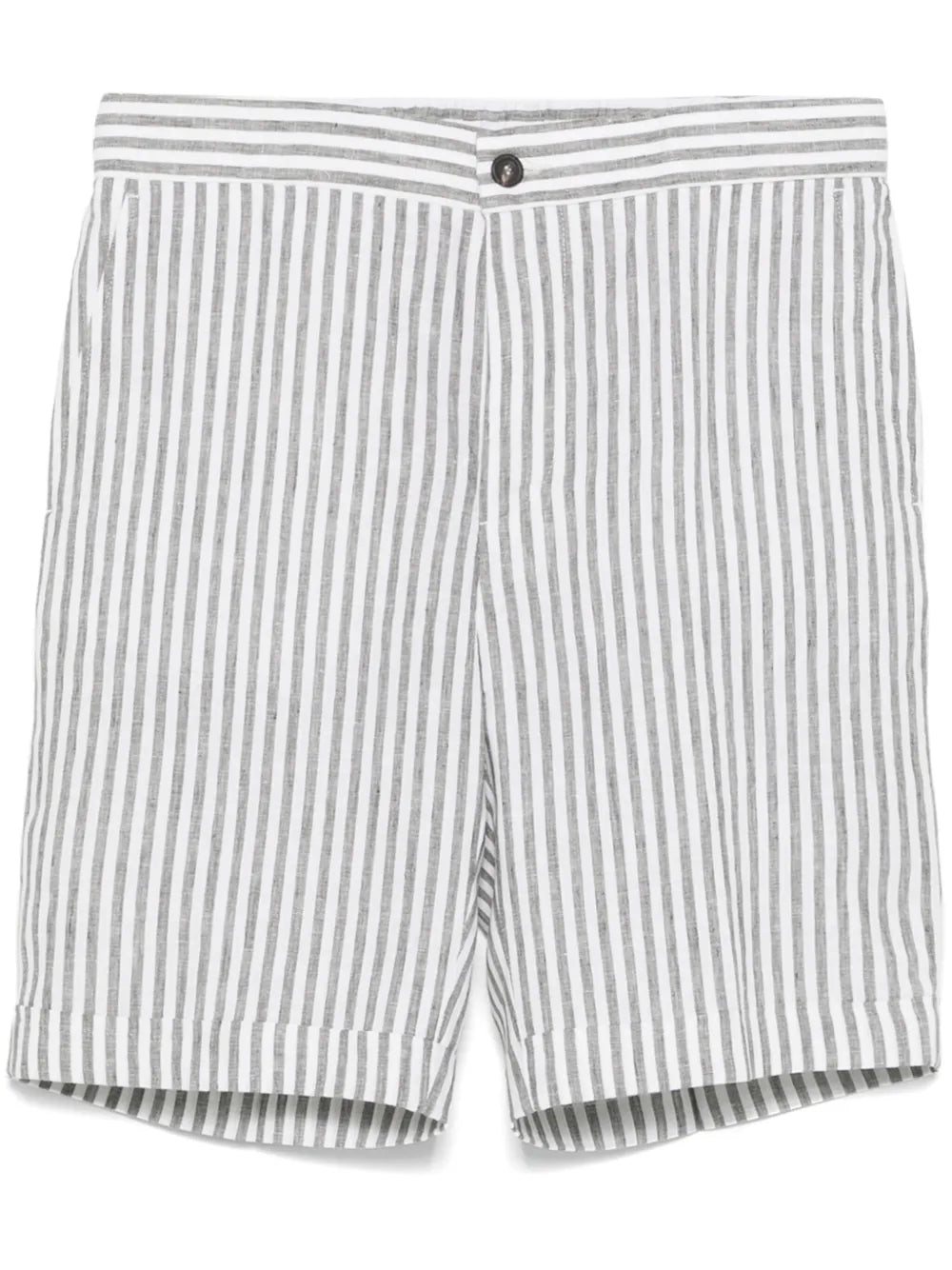 Striped Linen Shorts — Grey