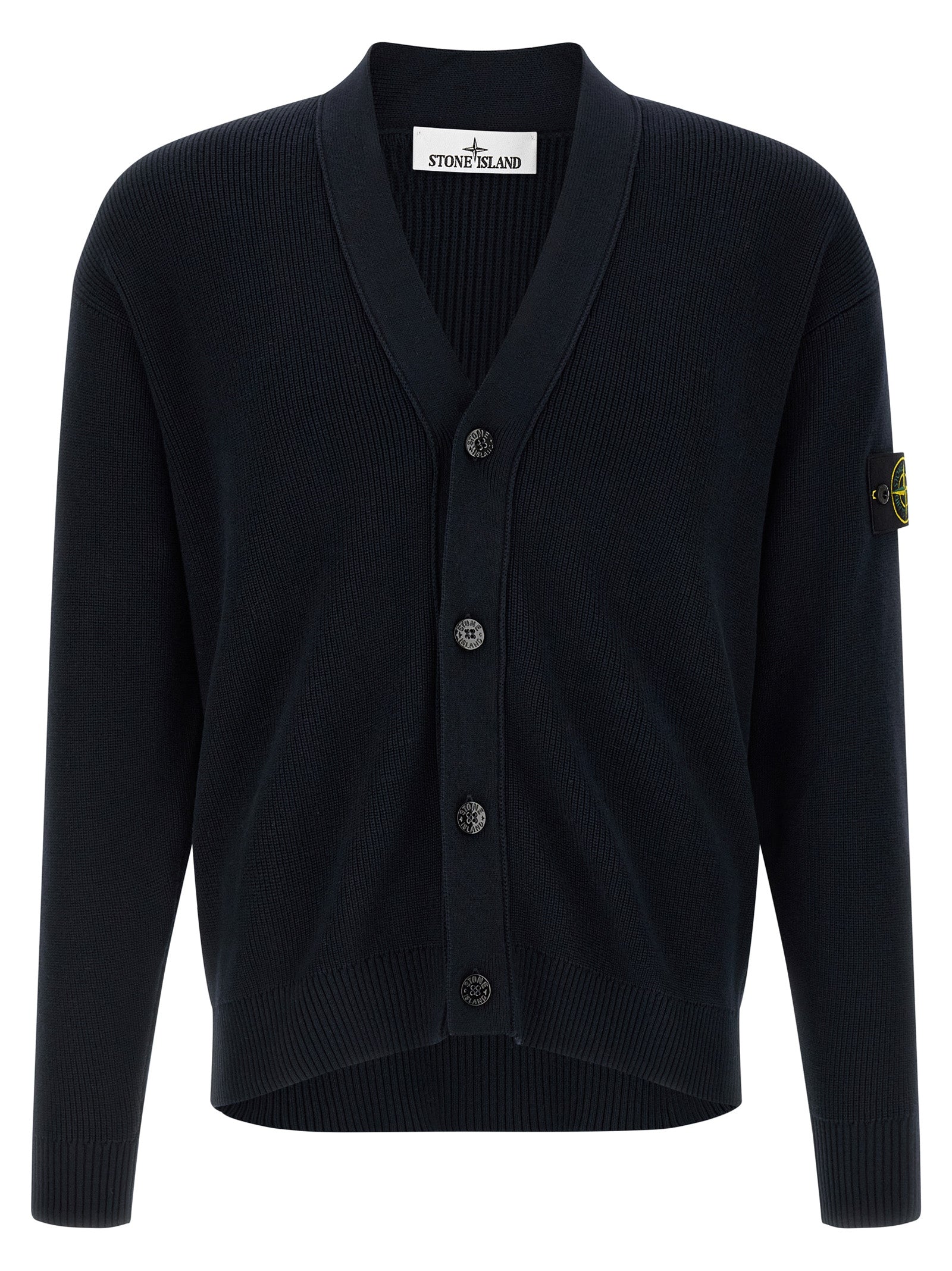 Ribbed Cotton Cardigan — Navy