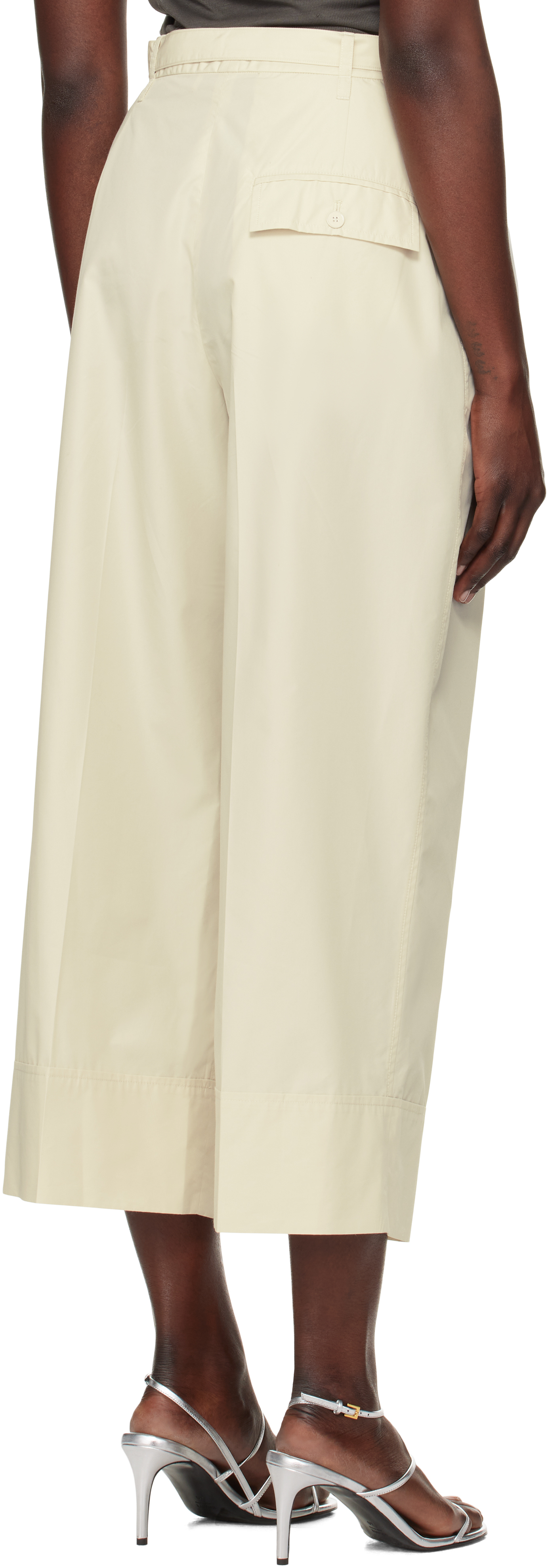 3.1 Phillip Lim Off-White Double Pleat Wide Cropped Trousers