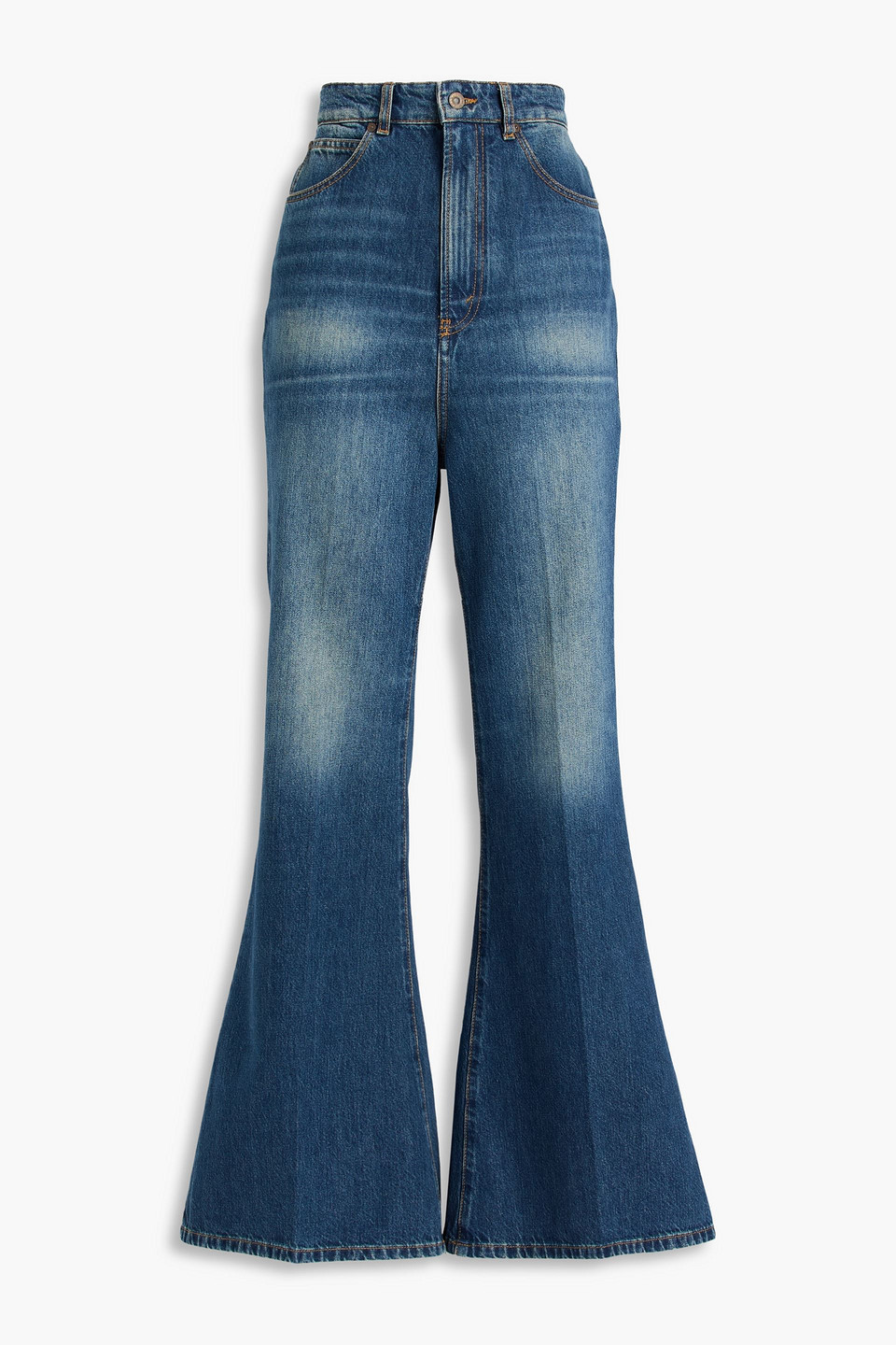 Faded high-rise flared jeans - Blue - 27