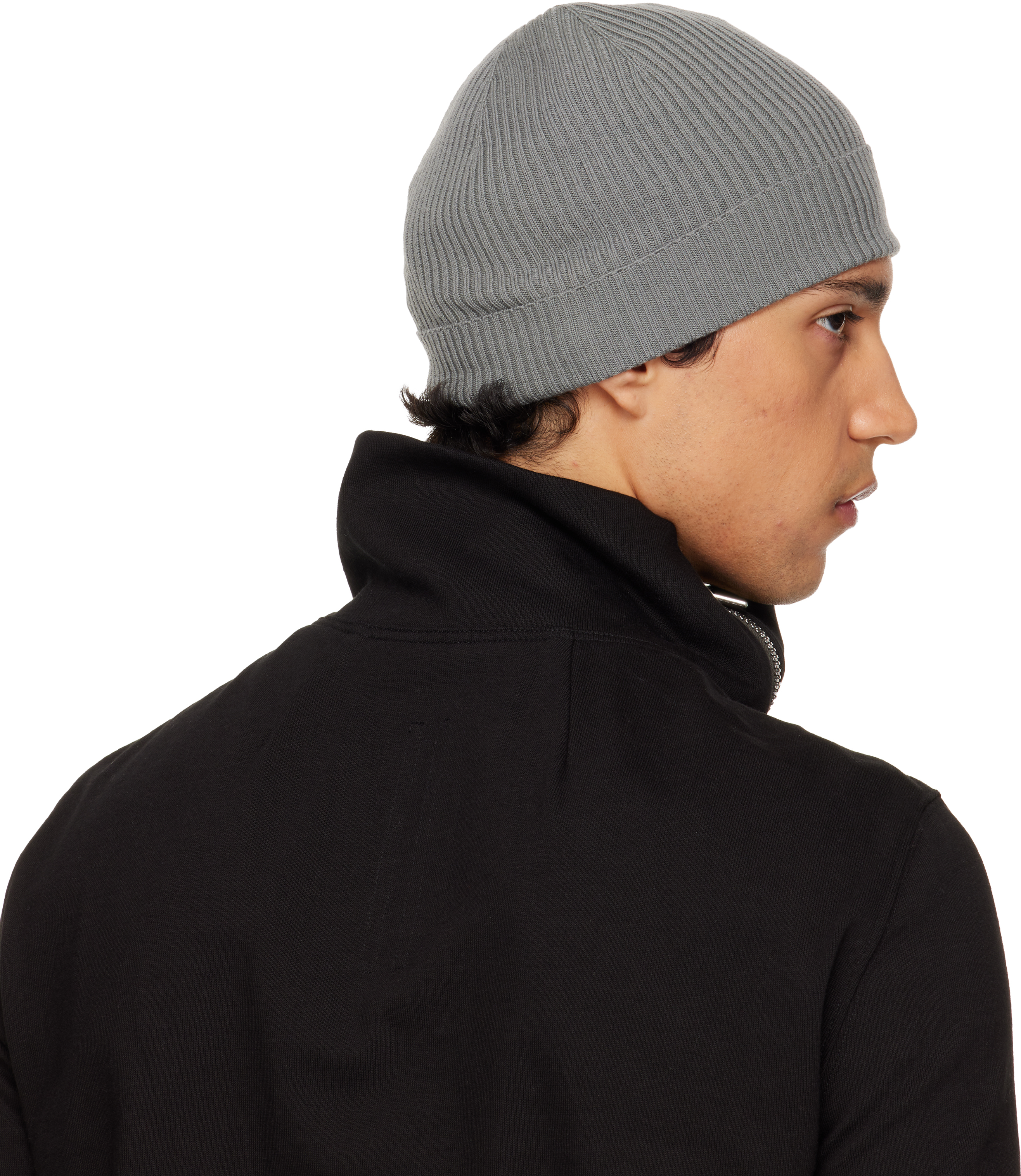 Gray Temple Ribbed Beanie