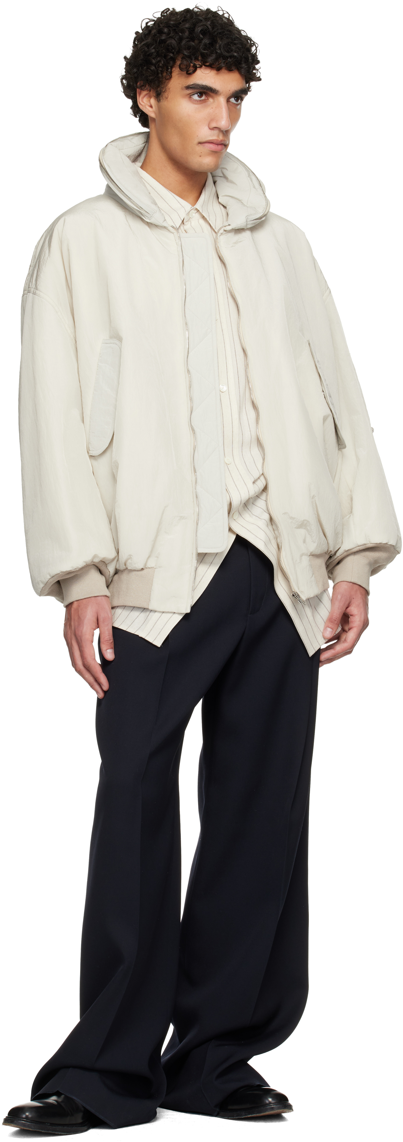 Off-White Crinkled Bomber Jacket