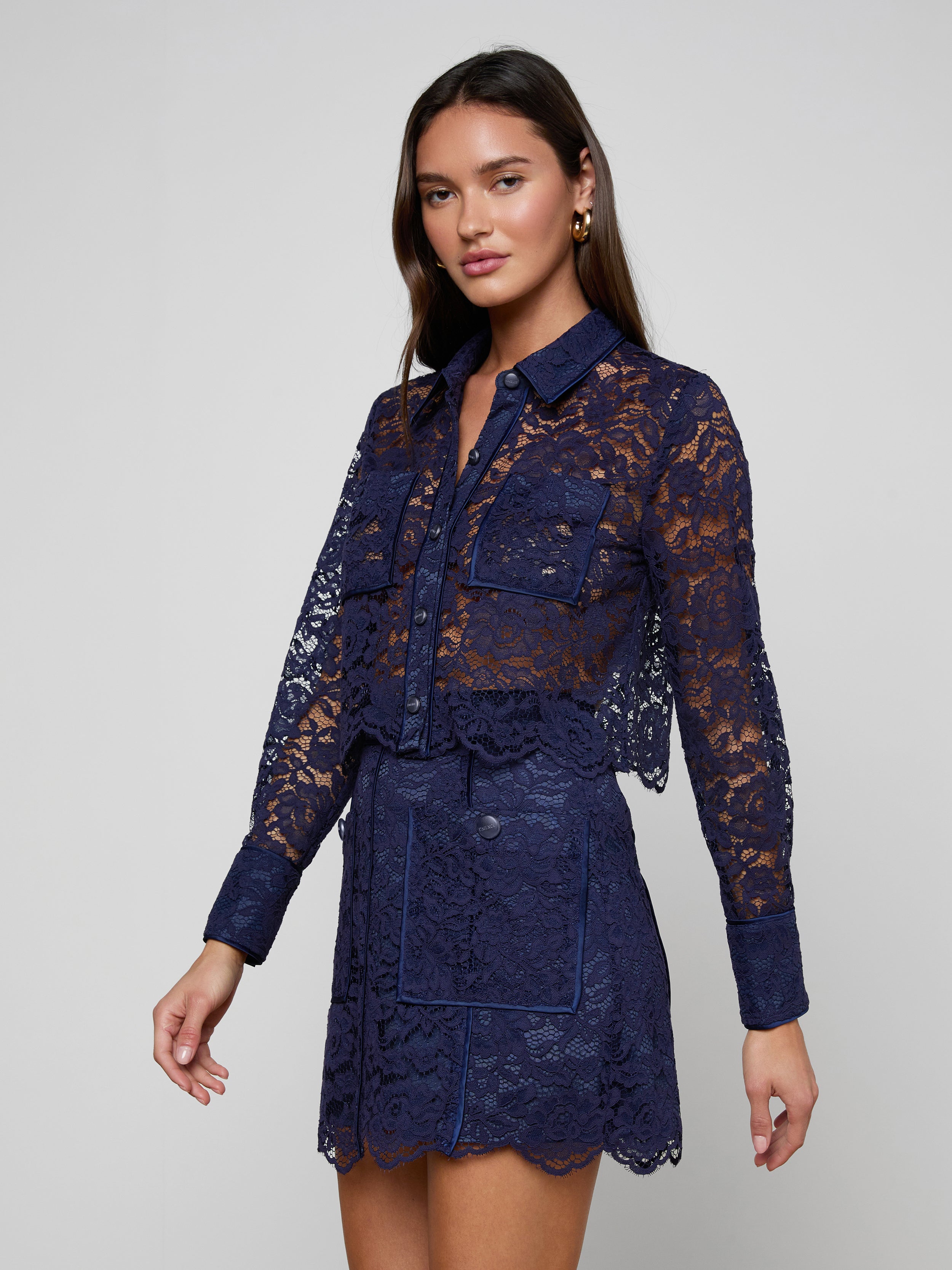 Roelle Lace Blouse Top In Midnight