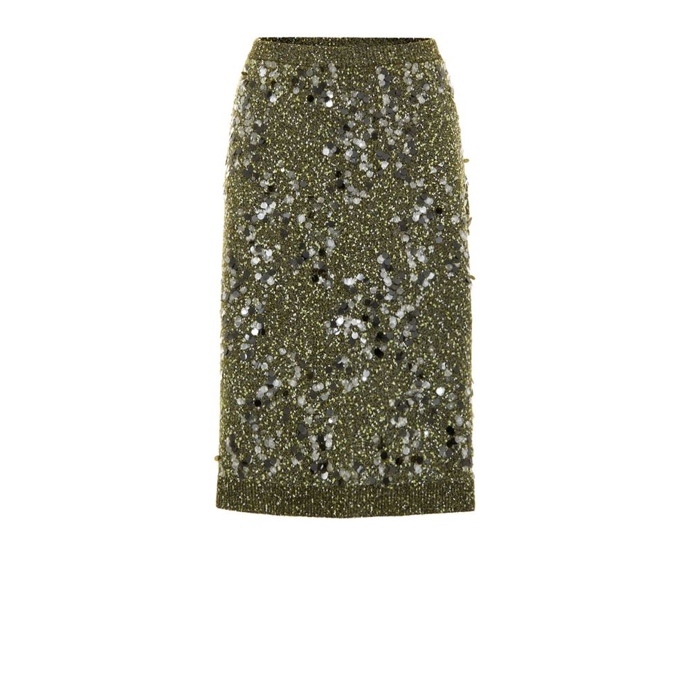 Sequined Knit Skirt — Green